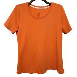 Isaac Mizrahi Live Essential Tee Peach Tangerine Orange Medium